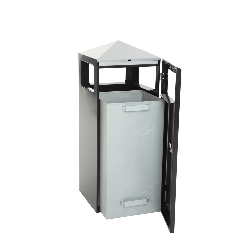 Número de imagen del producto 4: Combinación de cenizas y residuos en pirámide cuadrada con cubo con base de acero inoxidable de 70 litros negra