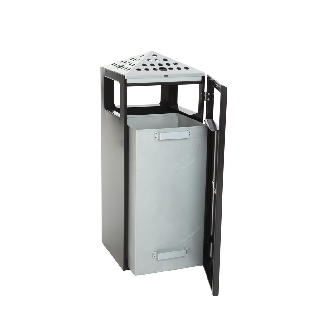 Número de imagen del producto 5: Combinación de cenizas y residuos en pirámide cuadrada con cubo con base de acero inoxidable de 70 litros negra