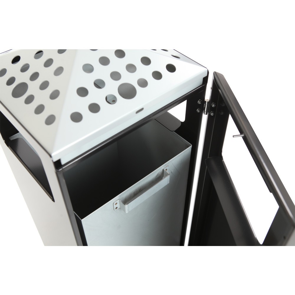 Número de imagen del producto 8: Combinación de cenizas y residuos en pirámide cuadrada con cubo con base de acero inoxidable de 70 litros negra