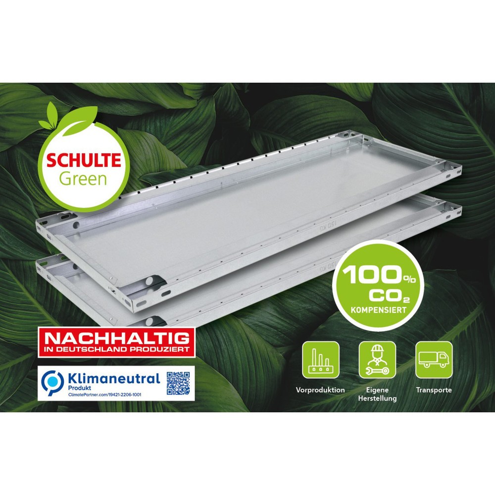 Imagen del producto: Balda MULTIplus para estantería de cargas pequeñas SCHULTE Green, montaje encajado, carga por estante 150 kg, paquete de 2, AxF 1.000 x 600 mm, con 8 soportes
