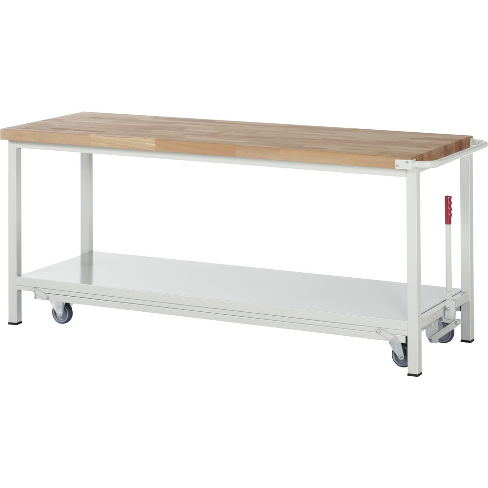 Imagen del producto: Banco de trabajo con bastidor con ruedas RAU, serie 8000, H x A x F 880 x 2.000 x 700 mm, con estante inferior