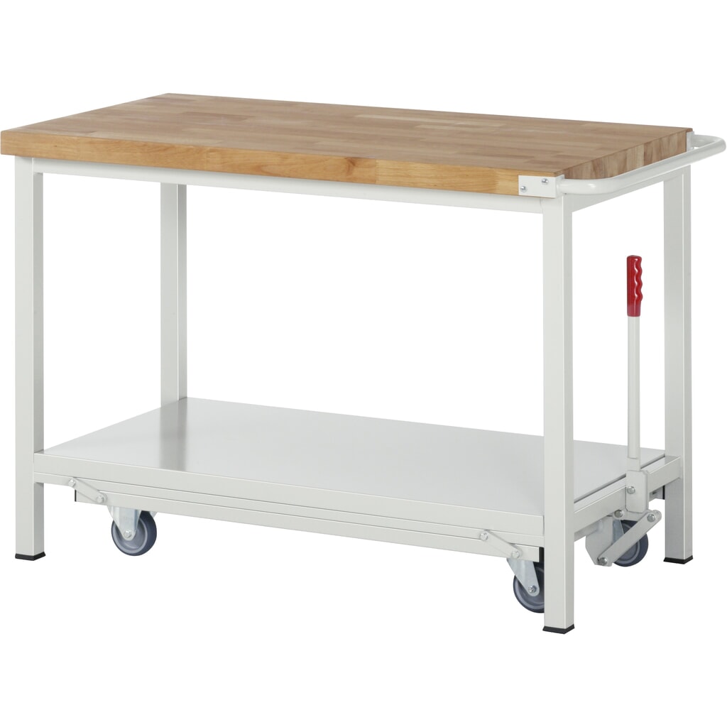 Imagen del producto: Banco de trabajo con bastidor con ruedas RAU, serie 8000, H x A x F 880 x 1.250 x 700 mm, con estante inferior