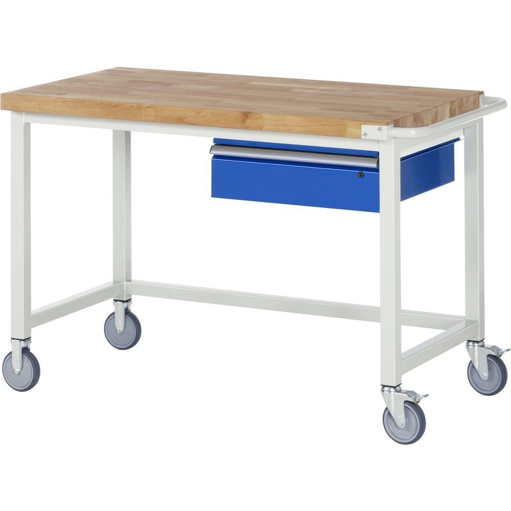 Imagen del producto: Banco de trabajo con ruedas RAU, serie 8000, H x A x F 880 x 1.250 x 700 mm, con 1 cajón a la derecha