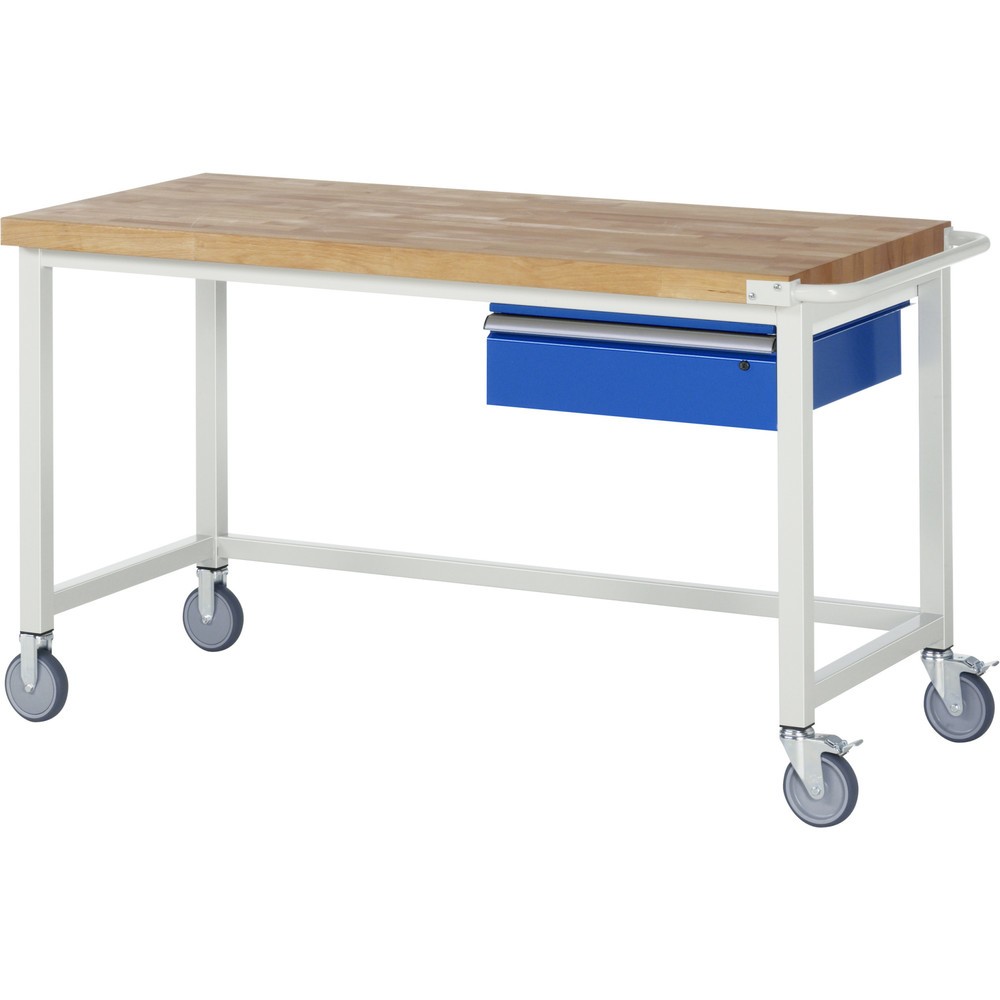 Imagen del producto: Banco de trabajo con ruedas RAU, serie 8000, H x A x F 880 x 1.500 x 700 mm, con 1 cajón a la derecha