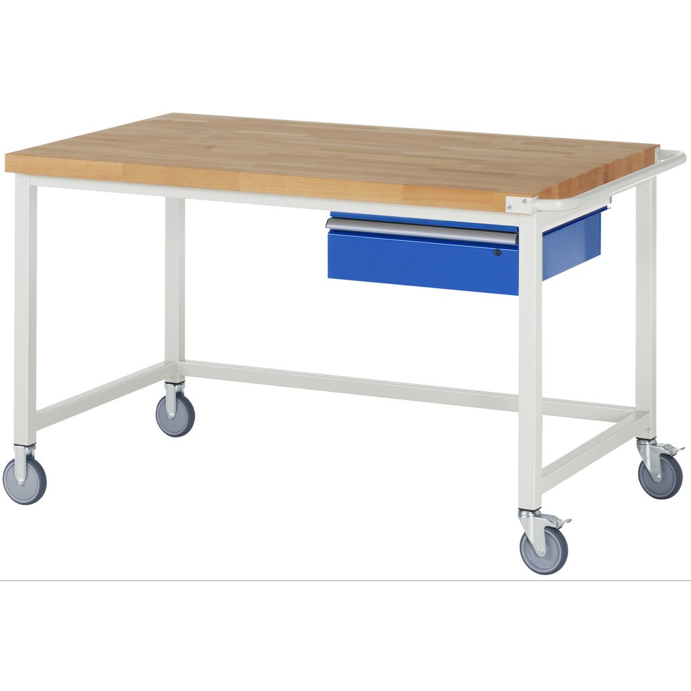 Imagen del producto: Banco de trabajo con ruedas RAU, serie 8000, H x A x F 880 x 1.500 x 900 mm, con 1 cajón a la derecha