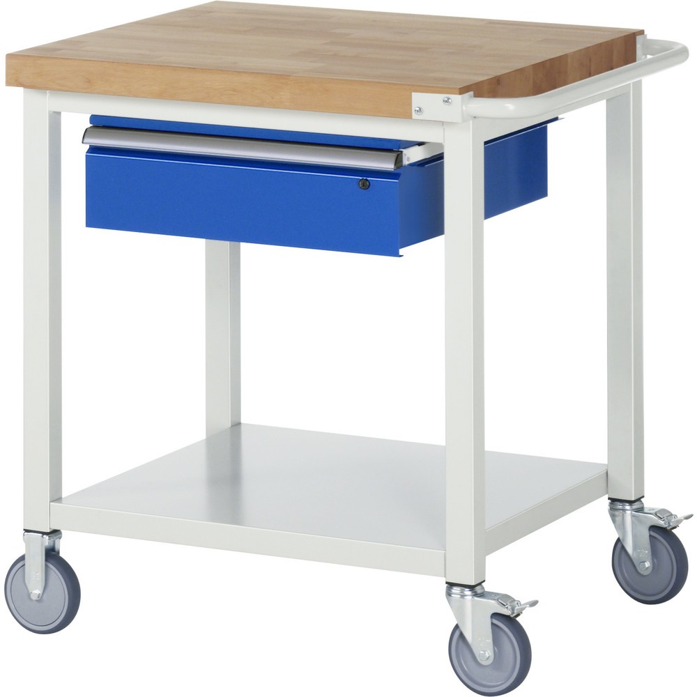 Número de imagen del producto 1: Banco de trabajo con ruedas RAU, serie 8000, H x A x F 880 x 750 x 700 mm, estante inferior con 1 cajón a la derecha