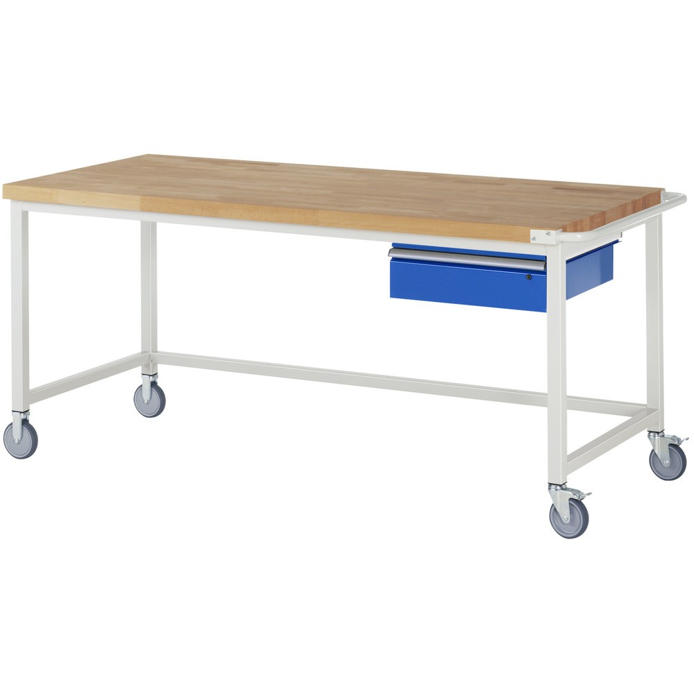 Imagen del producto: Banco de trabajo con ruedas RAU, serie 8000, H x A x F 880 x 2.000 x 900 mm, con 1 cajón a la derecha