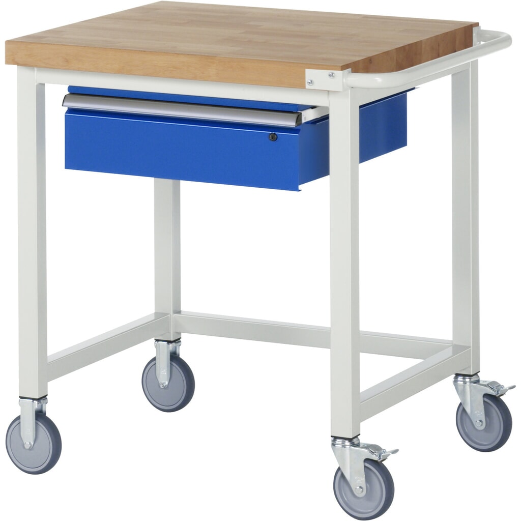 Banco de trabajo con ruedas RAU, serie 8000, H x A x F 880 x 750 x 700 mm, con 1 cajón a la derecha Imagen del producto: Banco de trabajo con ruedas RAU, serie 8000, H x A x F 880 x 750 x 700 mm, con 1 cajón a la derecha