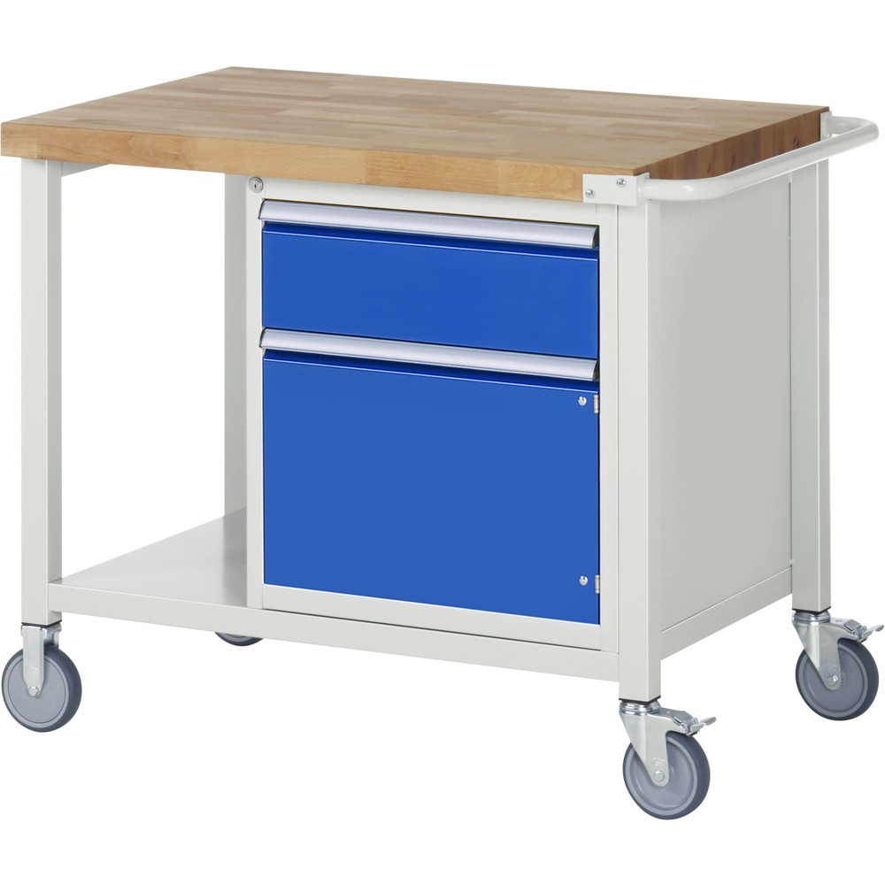 Número de imagen del producto 1: Banco de trabajo móvil RAU serie 8000, HxAxF 880 x 1.000 x 700 mm, 1 contenedor, 1 puerta batiente, 1 cajón extraíble al 90 %