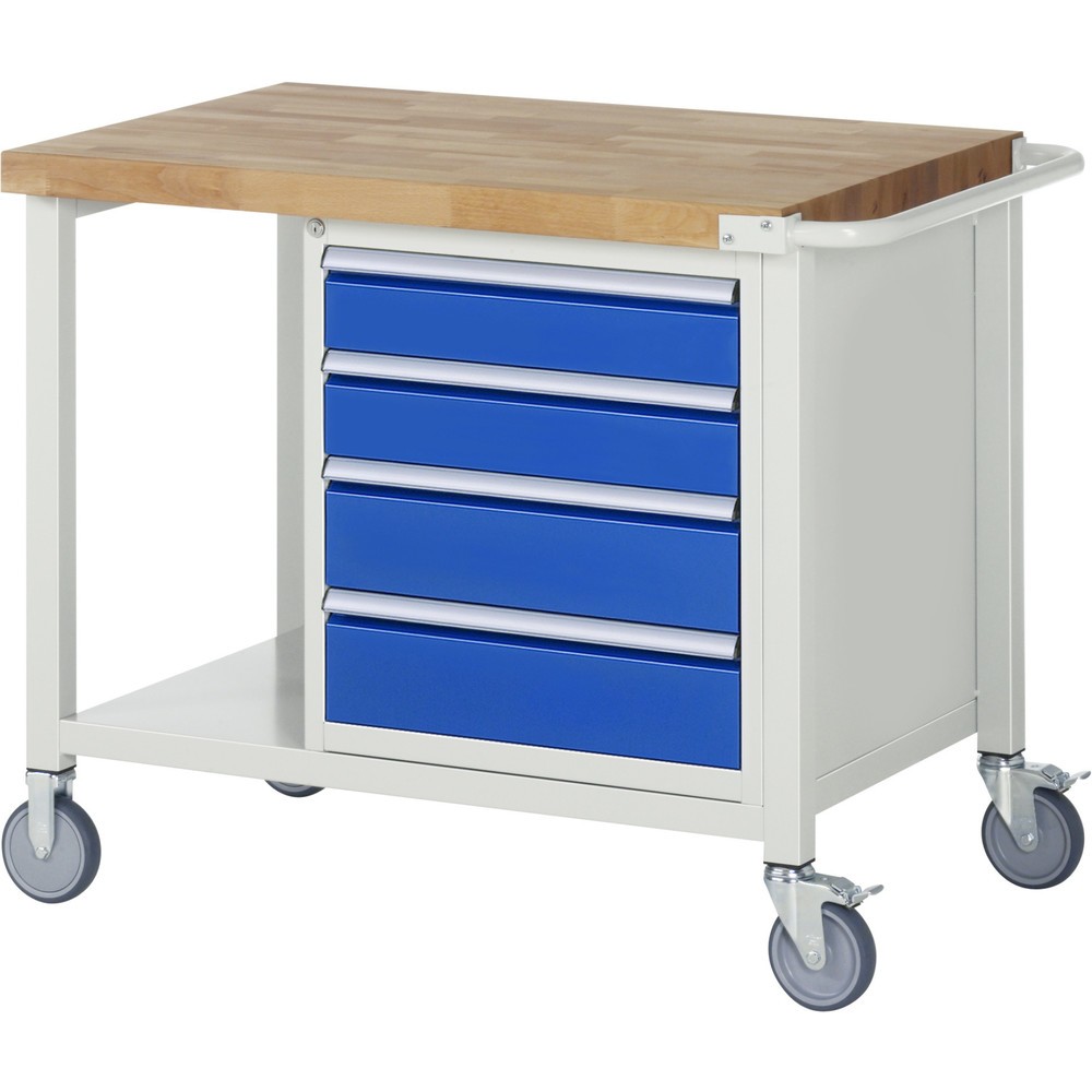Imagen del producto: Banco de trabajo móvil RAU serie 8000, HxAxF 880 x 1.000 x 700 mm, 1 contenedor, 4 cajones extraíbles al 90 %, ancho 490 mm