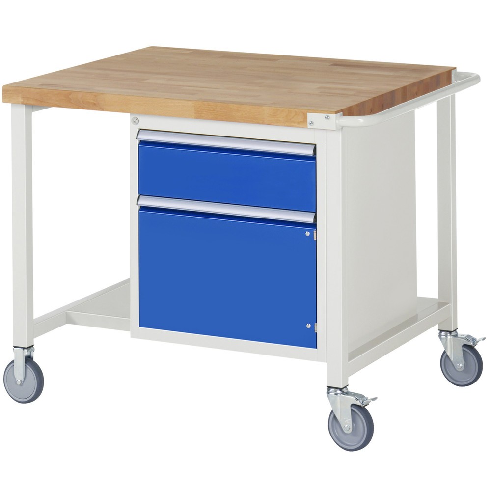 Número de imagen del producto 1: Banco de trabajo móvil RAU serie 8000, HxAxF 880 x 1.000 x 900 mm, 1 contenedor, 1 puerta batiente, 1 cajón extraíble al 90 %
