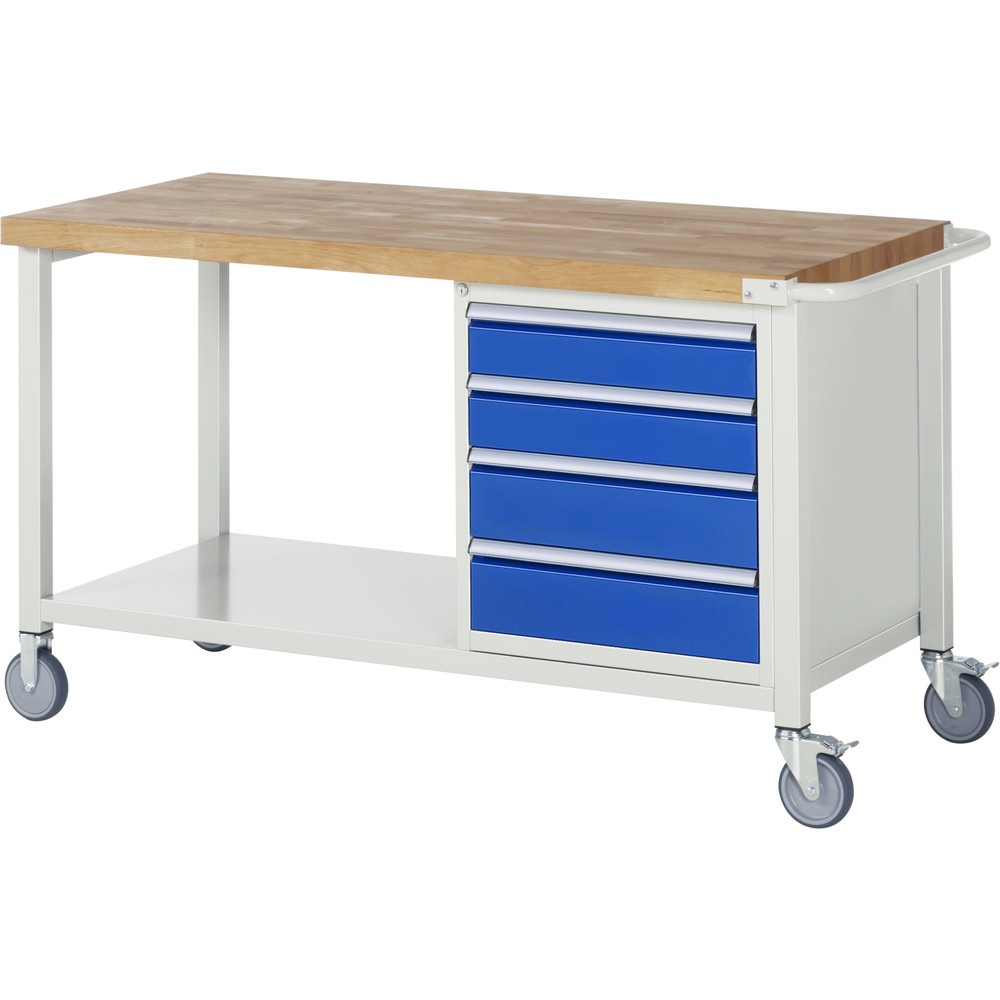 Imagen del producto: Banco de trabajo móvil RAU serie 8000, HxAxF 880 x 1.500 x 700 mm, 1 contenedor, 4 cajones extraíbles al 90 %, ancho 490 mm