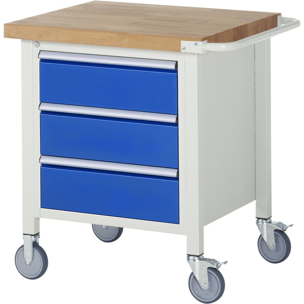 Imagen del producto: Banco de trabajo móvil RAU serie 8000, 1 contenedor, HxAxF 880 x 750 x 700 mm, 3 cajones extraíbles al 90 %, ancho 490 mm