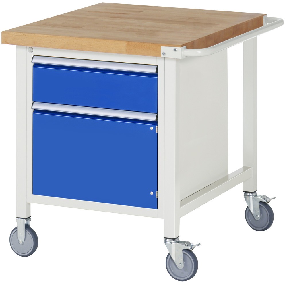 Imagen del producto: Banco de trabajo móvil RAU serie 8000, HxAxF 880 x 750 x 900 mm, 1 contenedor, 1 puerta batiente, 1 cajón extraíble al 90 %