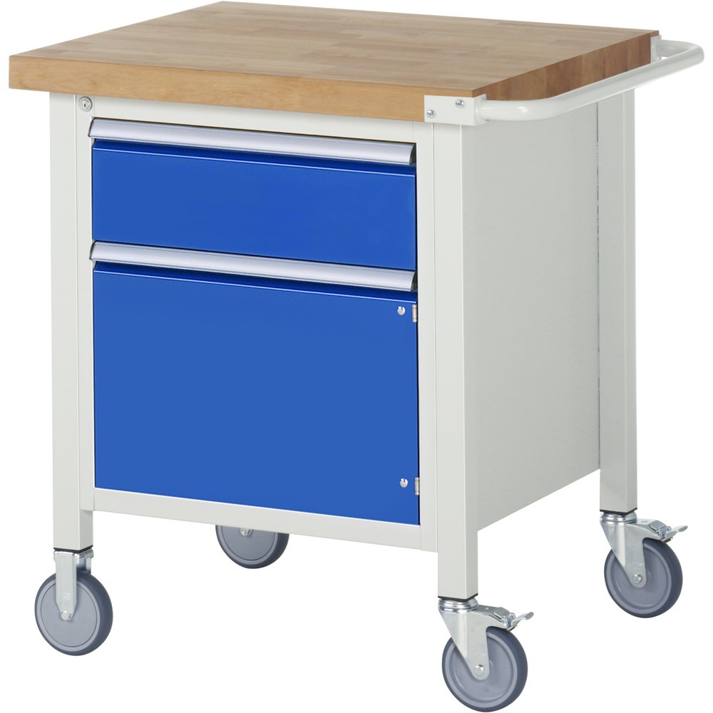 Número de imagen del producto 1: Banco de trabajo móvil RAU serie 8000, HxAxF 880 x 750 x 700 mm, 1 contenedor, 1 puerta batiente, 1 cajón extraíble al 90 %
