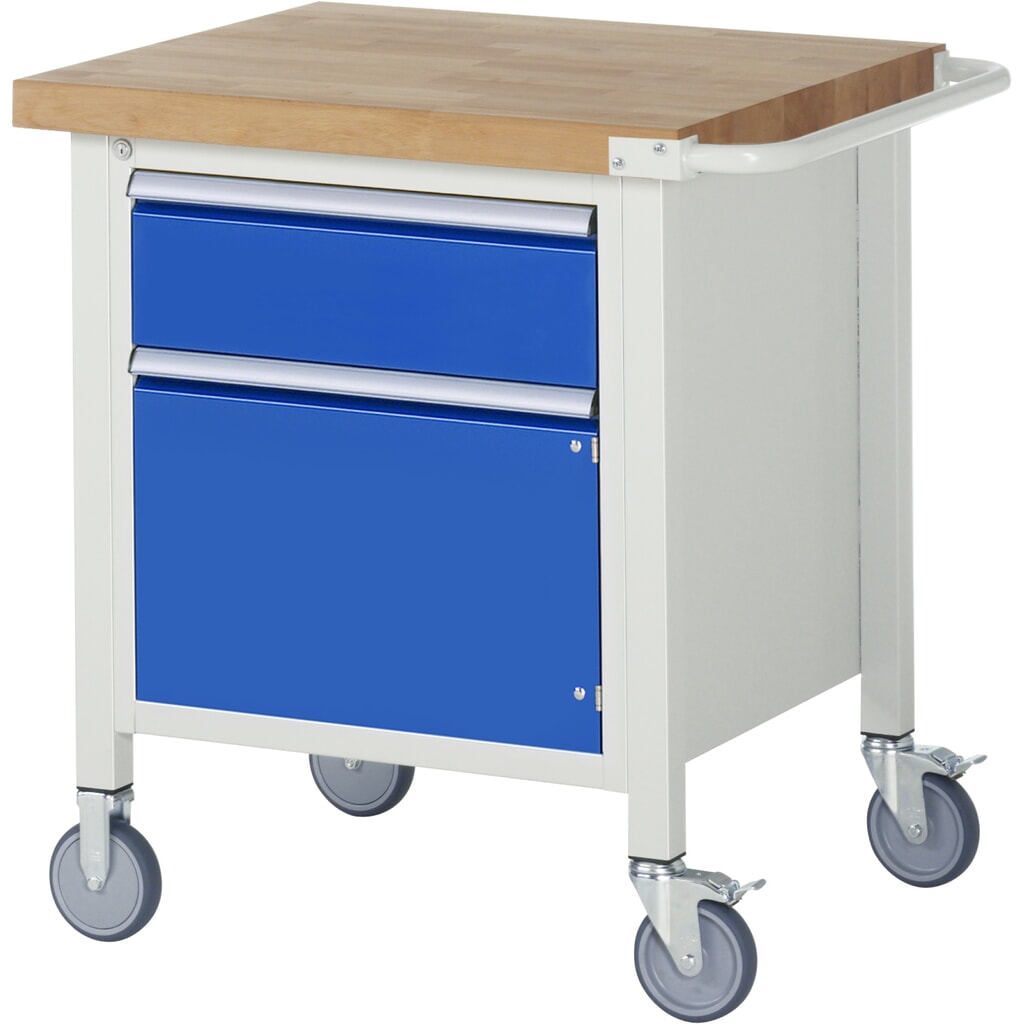 Imagen del producto: Banco de trabajo móvil RAU serie 8000, HxAxF 880 x 750 x 700 mm, 1 contenedor, 1 puerta batiente, 1 cajón extraíble al 90 %