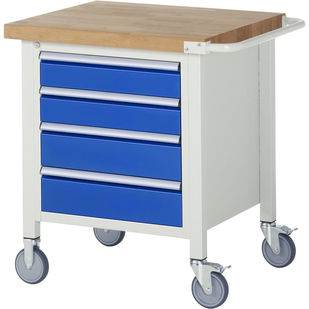 Imagen del producto: Banco de trabajo móvil RAU serie 8000, HxAxF 880 x 750 x 700 mm, 1 contenedor, 4 cajones extraíbles al 90 %, ancho 490 mm