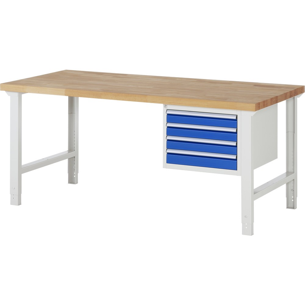 Imagen del producto: Banco de trabajo RAU serie 7000, 1 contenedor, HxAxF 790-1.140 x 2.000 x 900 mm, 4 cajones extraíbles al 90 %, 4 x 90 mm