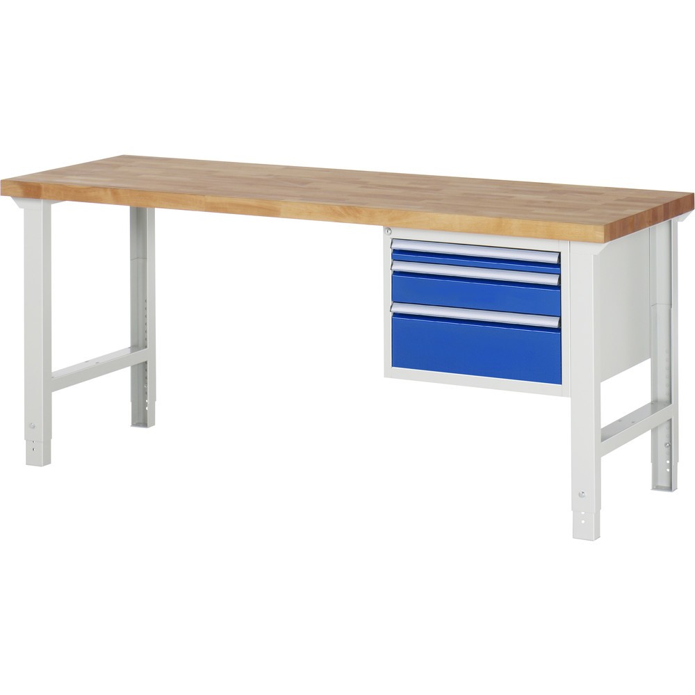 Imagen del producto: Banco de trabajo RAU serie 7000, 1 contenedores, HxAxF 790-1.140 x 2.000 x 700 mm, 3 cajones extraíbles al 90 %, 1 x 60, 1 x 120, 1 x 180 mm