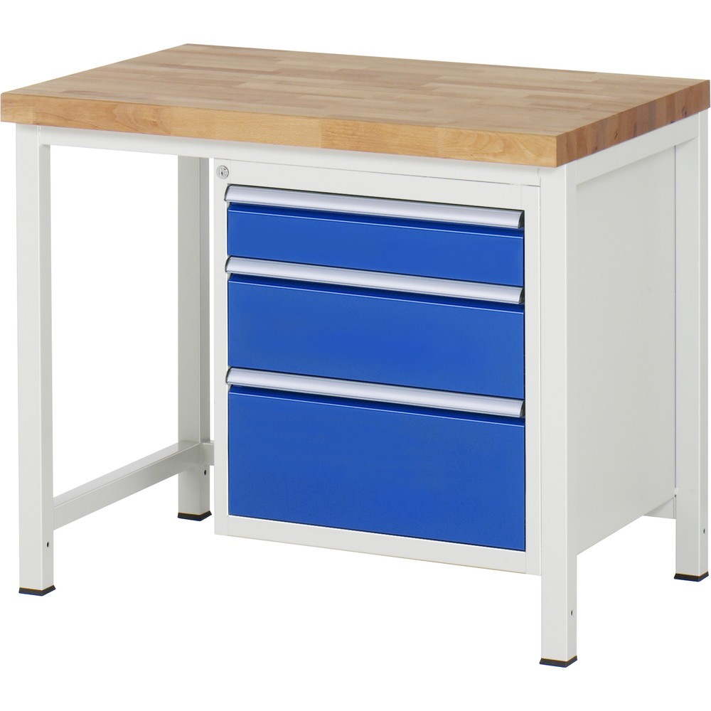 Número de imagen del producto 1: Banco de trabajo RAU serie 8000, HxAxF 840-1.040 x 1.000 x 700 mm, 3 cajones extraíbles al 90%: 1 x 120 mm, 1 x 180 mm, 1 x 240 mm, ancho 490 mm