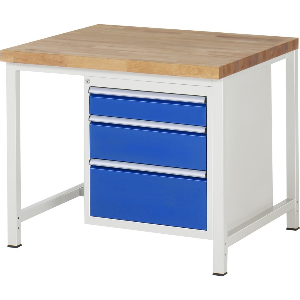 Imagen del producto: Banco de trabajo RAU serie 8000, HxAxF 840-1.040 x 1.000 x 900 mm, 3 cajones extraíbles al 90%: 1 x 120 mm, 1 x 180 mm, 1 x 240 mm, ancho 490 mm
