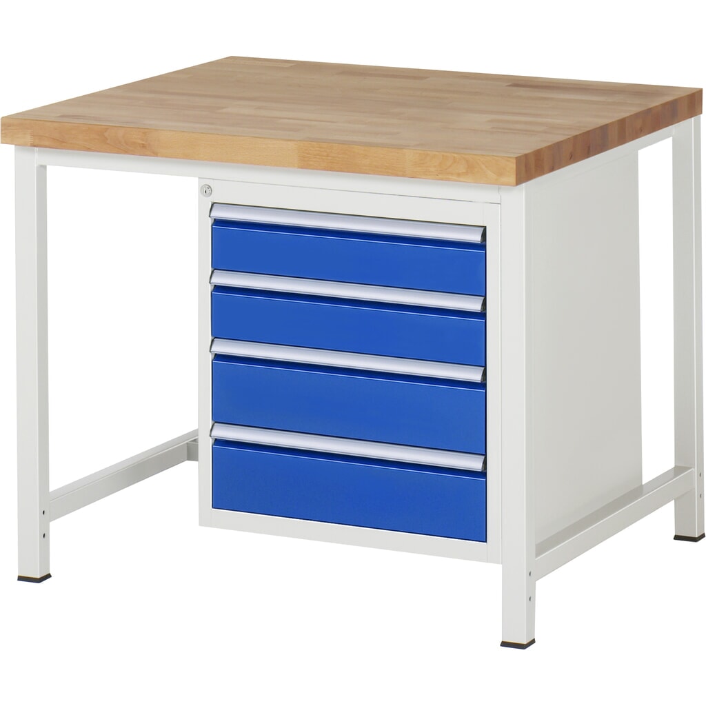 Banco de trabajo RAU serie 8000, HxAxF 840-1.040 x 1.000 x 900 mm, 4 cajones extraíbles al 90%: 2 x 90 mm, 2 x 180 mm, ancho 490 mm Imagen del producto: Banco de trabajo RAU serie 8000, HxAxF 840-1.040 x 1.000 x 900 mm, 4 cajones extraíbles al 90%: 2 x 90 mm, 2 x 180 mm, ancho 490 mm