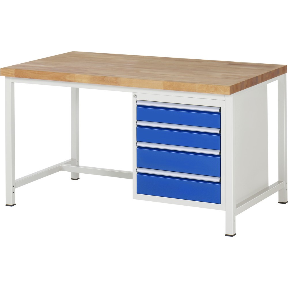 Número de imagen del producto 1: Banco de trabajo RAU serie 8000, HxAxF 840-1.040 x 1.500 x 900 mm, 4 cajones extraíbles al 90%: 2 x 90 mm, 2 x 180 mm, ancho 490 mm