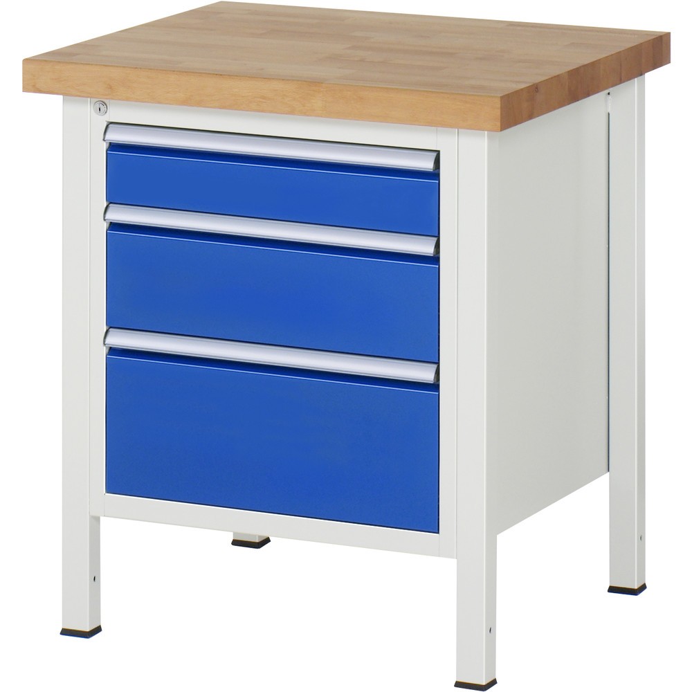 Imagen del producto: Banco de trabajo RAU serie 8000, HxAxF 840-1.040 x 750 x 700 mm, 3 cajones extraíbles al 90%: 1 x 120 mm, 1 x 180 mm, 1 x 240 mm, ancho 490 mm