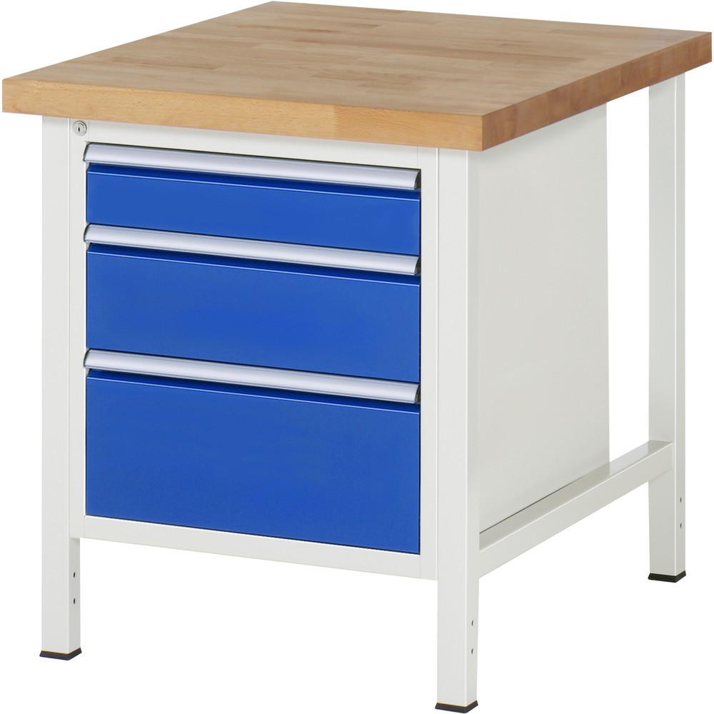 Imagen del producto: Banco de trabajo RAU serie 8000, HxAxF 840-1.040 x 750 x 900 mm, 3 cajones extraíbles al 90%: 1 x 120 mm, 1 x 180 mm, 1 x 240 mm, ancho 490 mm