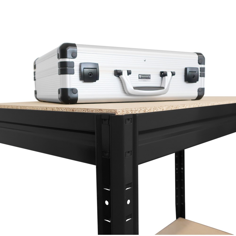 Número de imagen del producto 2: Banco de trabajo HEMMDAL tipo L, negro - 87 x 160 x 60 cm - carga por estante hasta 600 kg