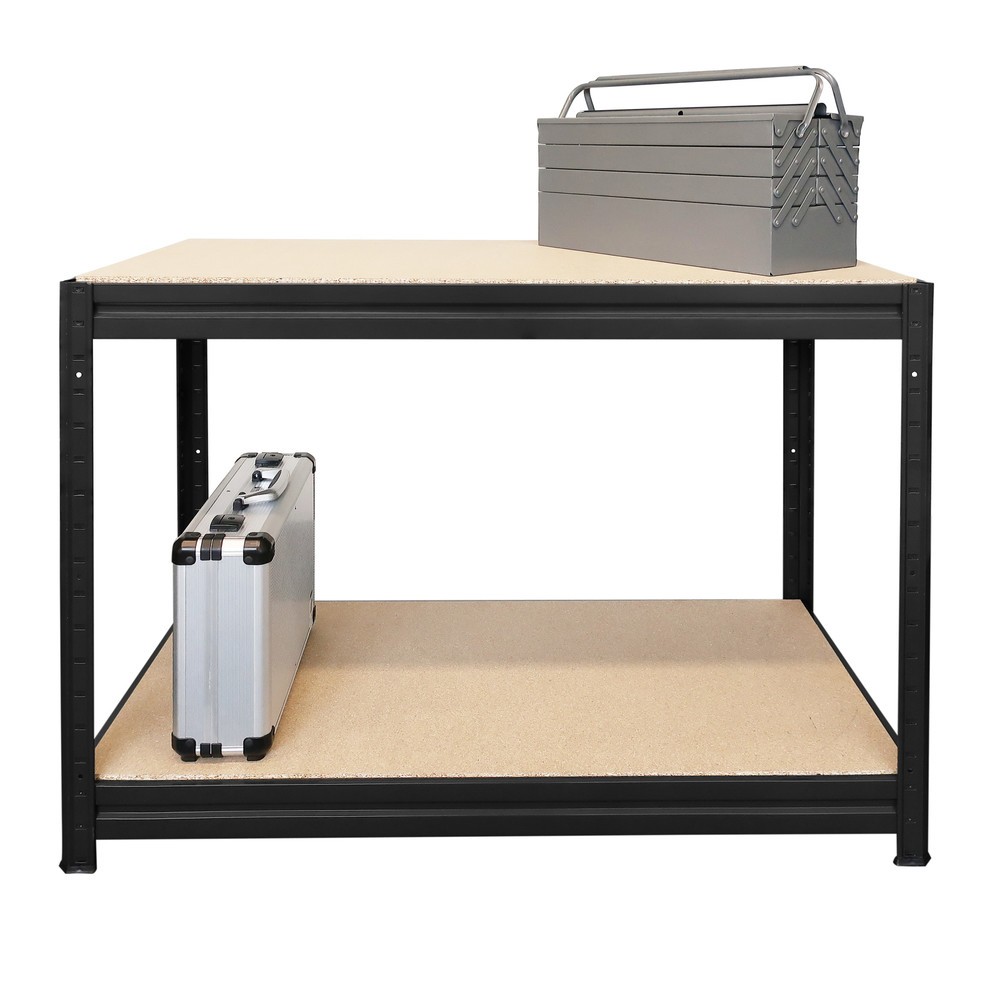 Número de imagen del producto 4: Banco de trabajo HEMMDAL tipo L, negro - 87 x 160 x 60 cm - carga por estante hasta 600 kg