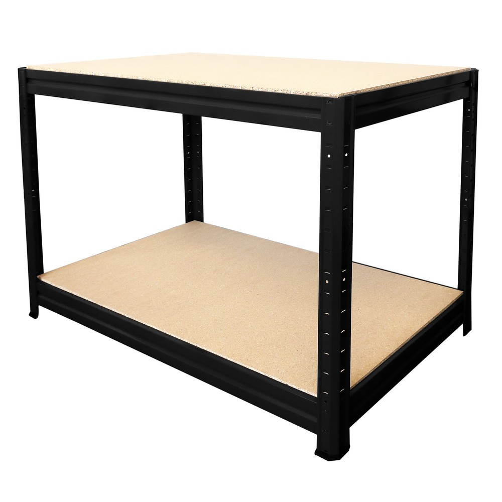 Imagen del producto: Banco de trabajo HEMMDAL tipo L, negro - 87 x 160 x 60 cm - carga por estante hasta 600 kg