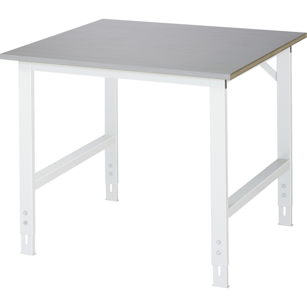 Número de imagen del producto 1: Mesa de trabajo RAU ajustable en altura, serie TOM, H x A x F 760-1.080 x 1.000 x 1.000 mm, tablero de trabajo con revestimiento acero inoxidable