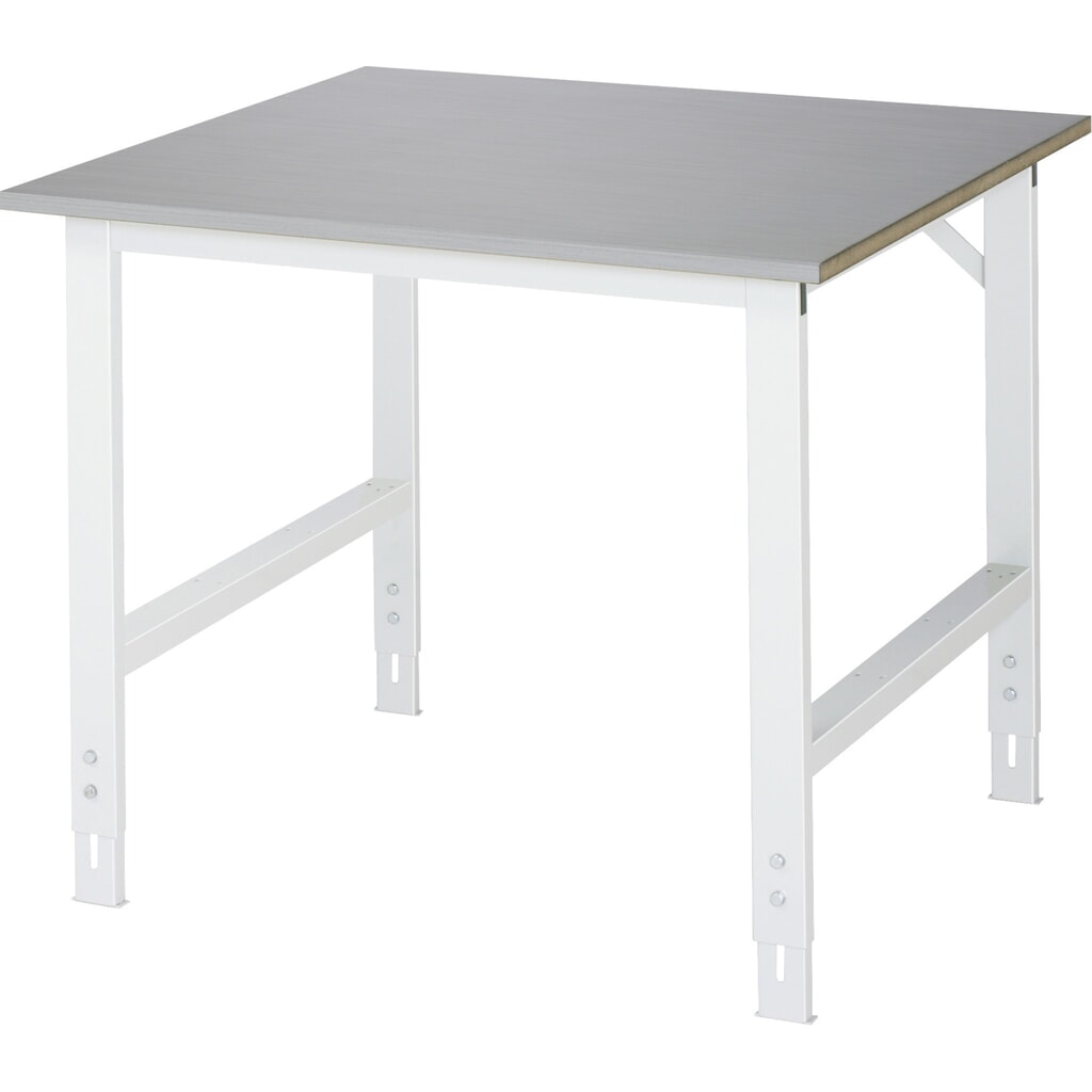Imagen del producto: Mesa de trabajo RAU ajustable en altura, serie TOM, H x A x F 760-1.080 x 1.000 x 1.000 mm, tablero de trabajo con revestimiento acero inoxidable