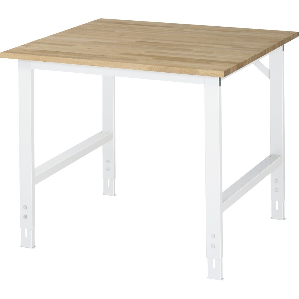 Imagen del producto: Mesa de trabajo RAU ajustable en altura, serie TOM, H x A x F 760-1.080 x 1.000 x 1.000 mm, tablero de trabajo de haya maciza