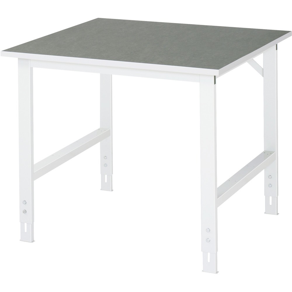 Número de imagen del producto 1: Mesa de trabajo RAU ajustable en altura, serie TOM, H x A x F 760-1.080 x 1.000 x 1.000 mm, tablero de trabajo con revestimiento de linóleo universal