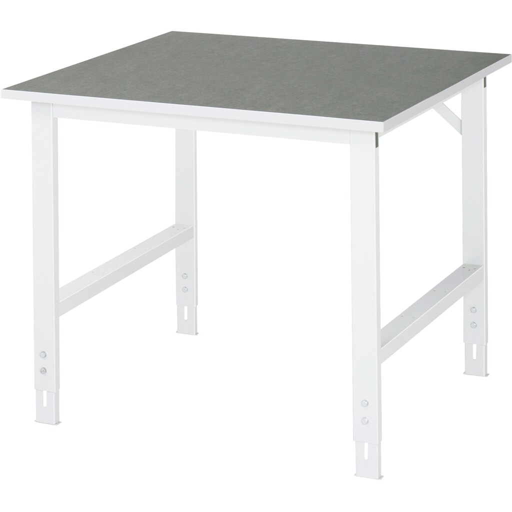 Mesa de trabajo RAU ajustable en altura, serie TOM, H x A x F 760-1.080 x 1.000 x 1.000 mm, tablero de trabajo con revestimiento de linóleo universal Imagen del producto: Mesa de trabajo RAU ajustable en altura, serie TOM, H x A x F 760-1.080 x 1.000 x 1.000 mm, tablero de trabajo con revestimiento de linóleo universal