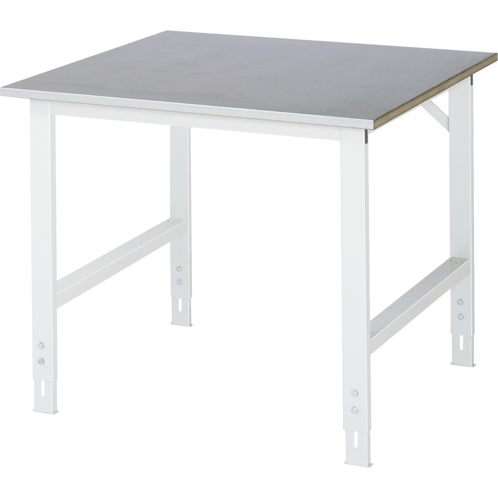 Número de imagen del producto 1: Mesa de trabajo RAU ajustable en altura, serie TOM, H x A x F 760-1.080 x 1.000 x 1.000 mm, tablero de trabajo con revestimiento de chapa de acero
