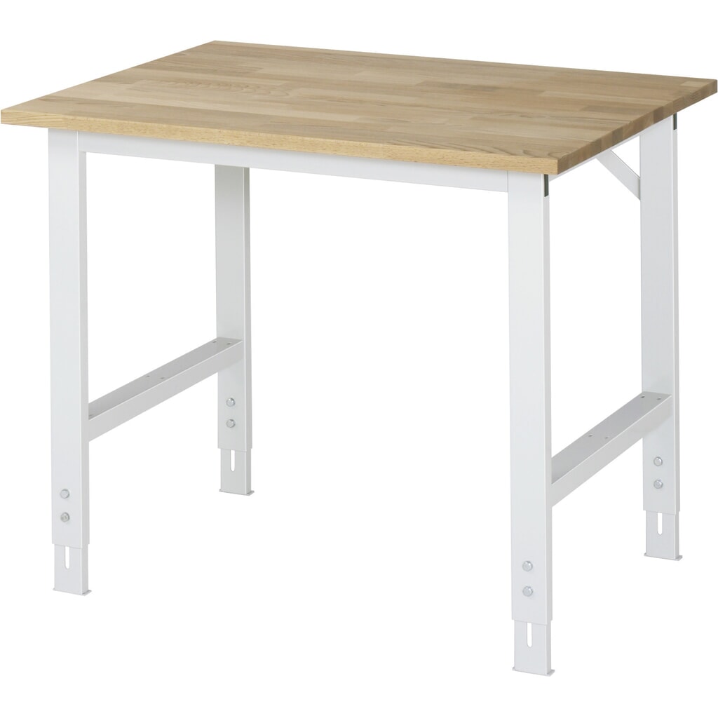Mesa de trabajo RAU ajustable en altura, serie TOM, H x A x F 760-1.080 x 1.000 x 800 mm, tablero de trabajo de haya maciza Imagen del producto: Mesa de trabajo RAU ajustable en altura, serie TOM, H x A x F 760-1.080 x 1.000 x 800 mm, tablero de trabajo de haya maciza