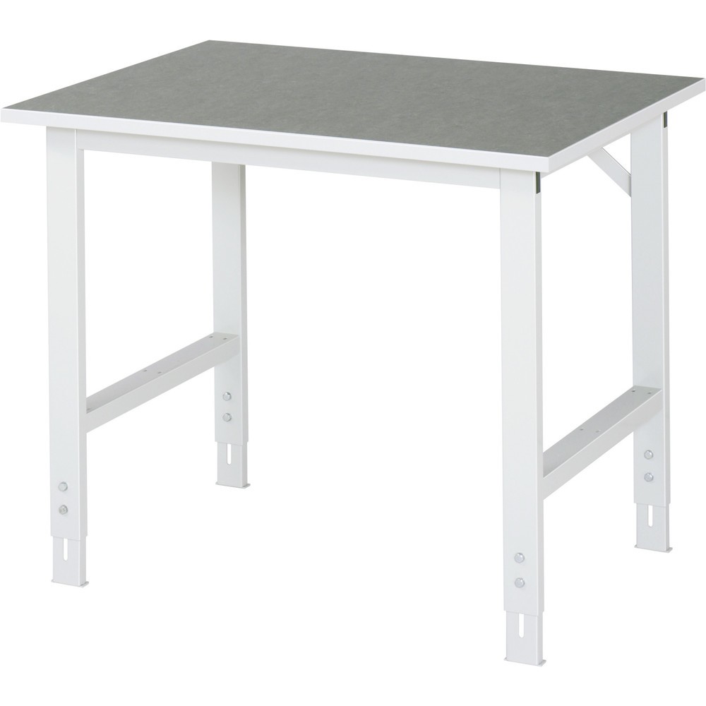Número de imagen del producto 1: Mesa de trabajo RAU ajustable en altura, serie TOM, H x A x F 760-1.080 x 1.000 x 800 mm, tablero de trabajo con revestimiento de linóleo universal