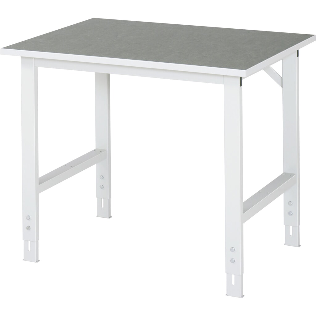 Imagen del producto: Mesa de trabajo RAU ajustable en altura, serie TOM, H x A x F 760-1.080 x 1.000 x 800 mm, tablero de trabajo con revestimiento de linóleo universal
