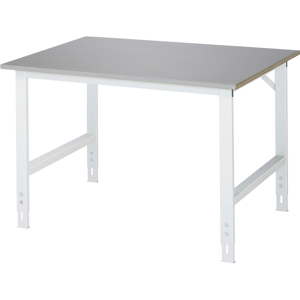 Imagen del producto: Mesa de trabajo RAU ajustable en altura, serie TOM, H x A x F 760-1.080 x 1.250 x 1.000 mm, tablero de trabajo con revestimiento acero inoxidable