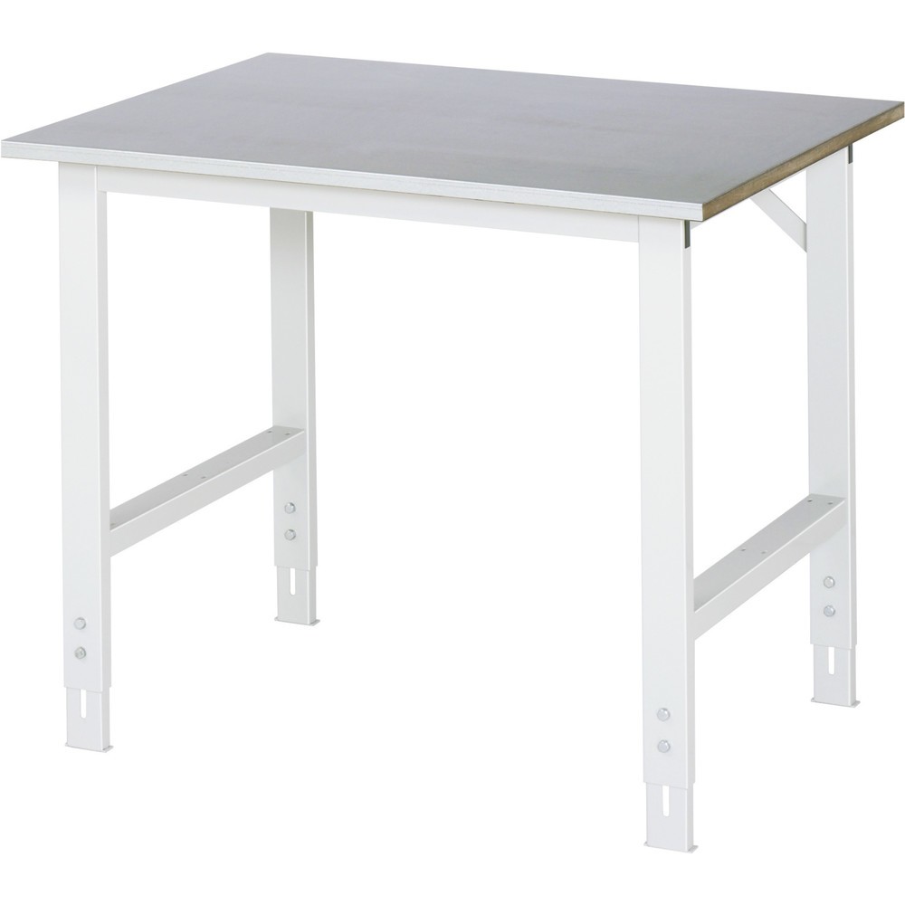 Número de imagen del producto 1: Mesa de trabajo RAU ajustable en altura, serie TOM, H x A x F 760-1.080 x 1.000 x 800 mm, tablero de trabajo con revestimiento de chapa de acero