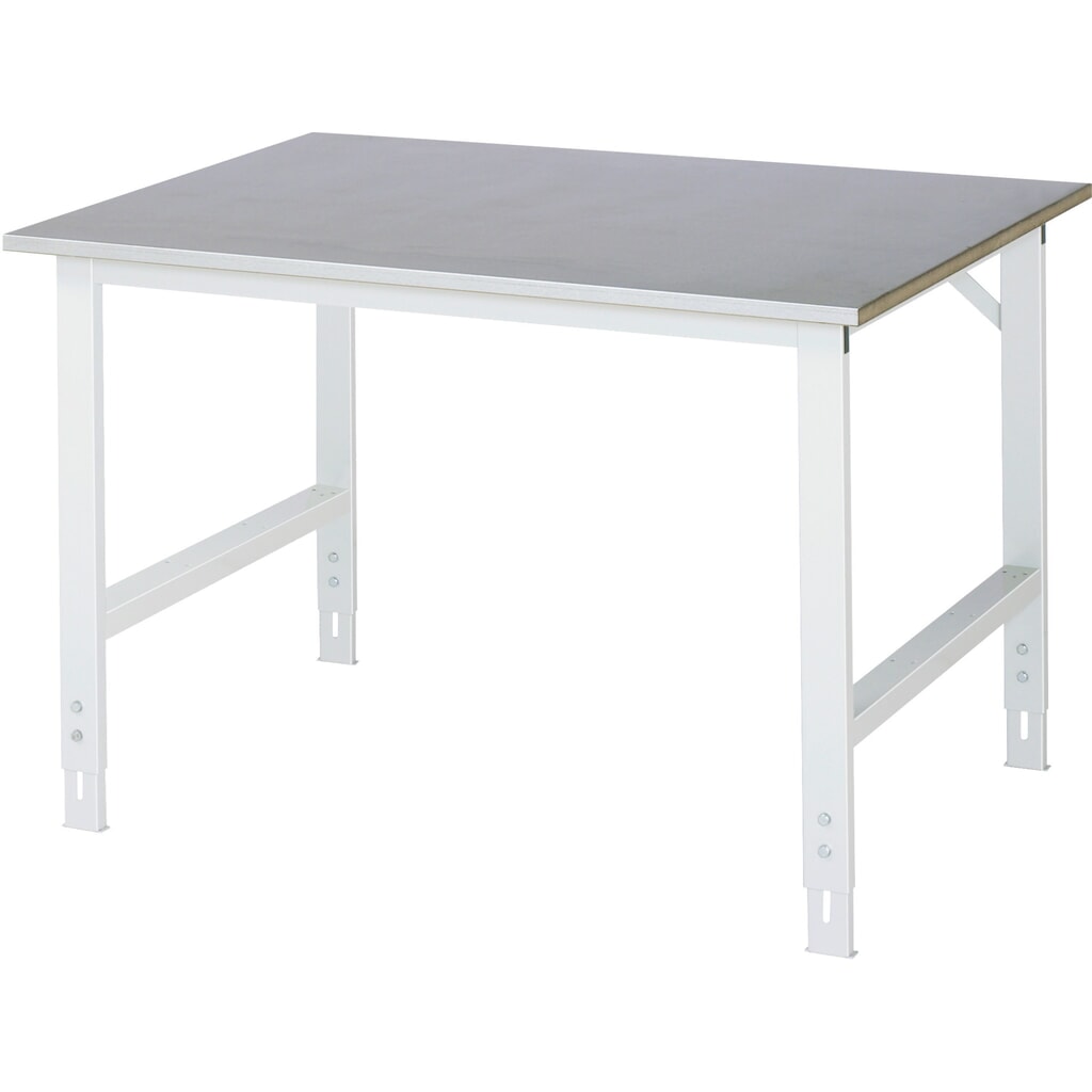 Imagen del producto: Mesa de trabajo RAU ajustable en altura, serie TOM, H x A x F 760-1.080 x 1.250 x 1.000 mm, tablero de trabajo con revestimiento de chapa de acero