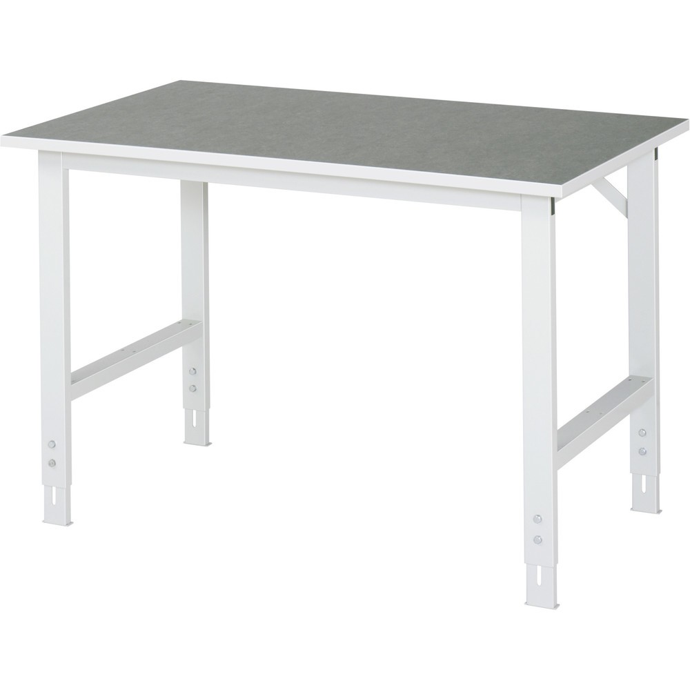 Imagen del producto: Mesa de trabajo RAU ajustable en altura, serie TOM, H x A x F 760-1.080 x 1.250 x 800 mm, tablero de trabajo con revestimiento de linóleo universal