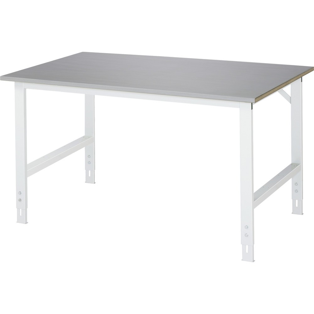 Imagen del producto: Mesa de trabajo RAU ajustable en altura, serie TOM, H x A x F 760-1.080 x 1.500 x 1.000 mm, tablero de trabajo con revestimiento acero inoxidable
