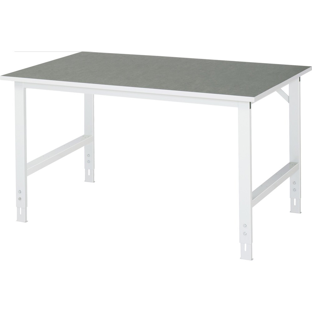Imagen del producto: Mesa de trabajo RAU ajustable en altura, serie TOM, H x A x F 760-1.080 x 1.500 x 1.000 mm, tablero de trabajo con revestimiento de linóleo universal