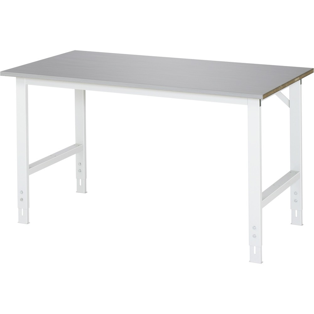Imagen del producto: Mesa de trabajo RAU ajustable en altura, serie TOM, H x A x F 760-1.080 x 1.500 x 800 mm, tablero de trabajo con revestimiento acero inoxidable
