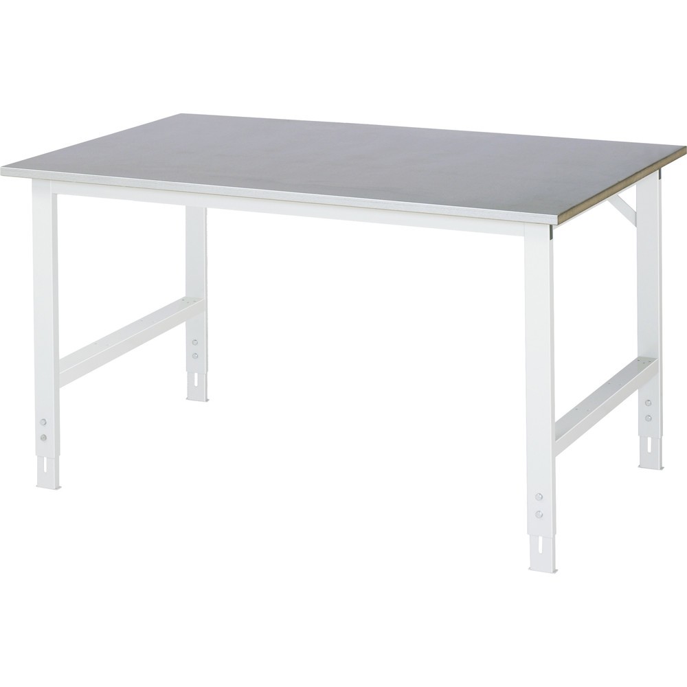 Imagen del producto: Mesa de trabajo RAU ajustable en altura, serie TOM, H x A x F 760-1.080 x 1.500 x 1.000 mm, tablero de trabajo con revestimiento de chapa de acero