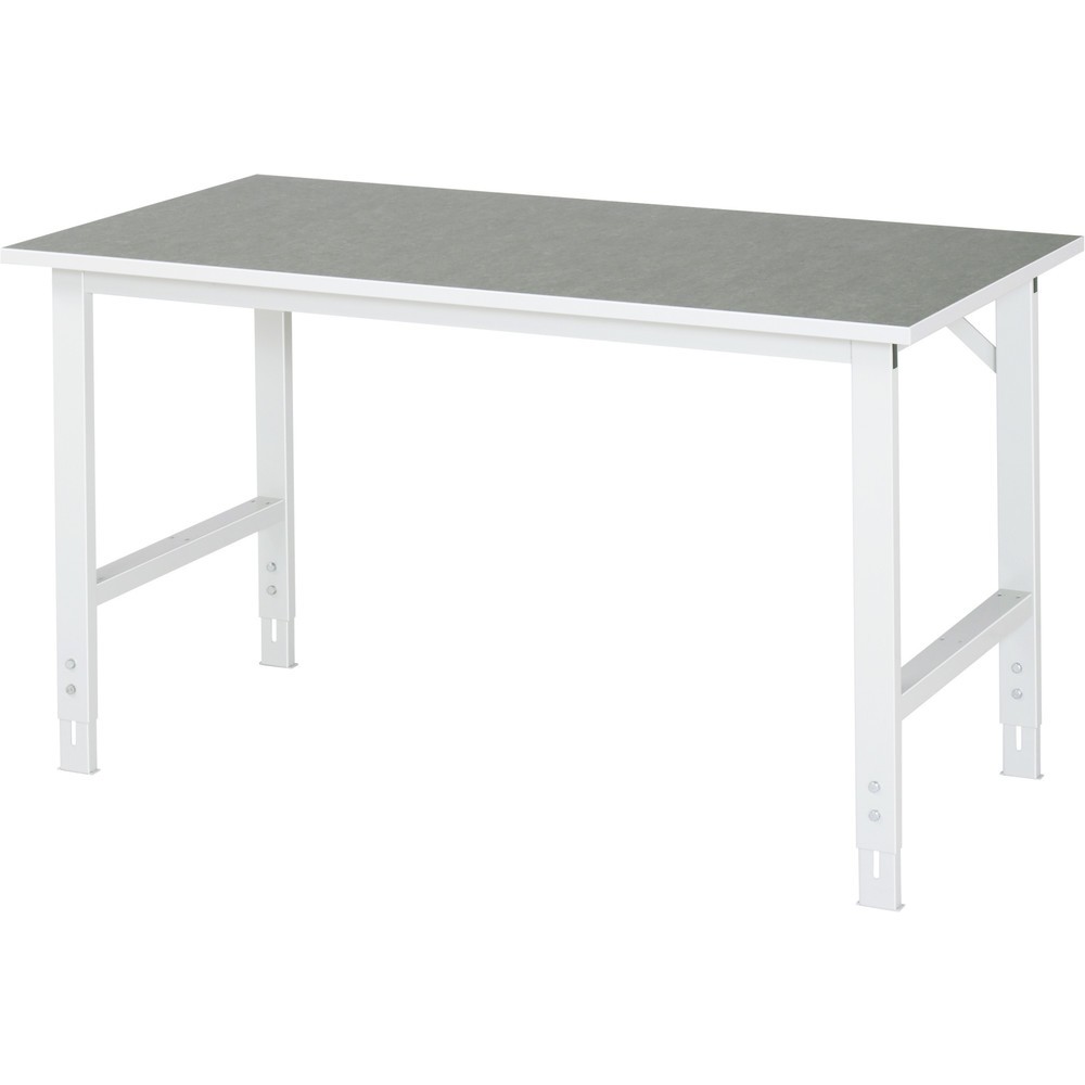 Imagen del producto: Mesa de trabajo RAU ajustable en altura, serie TOM, H x A x F 760-1.080 x 1.500 x 800 mm, tablero de trabajo con revestimiento de linóleo universal
